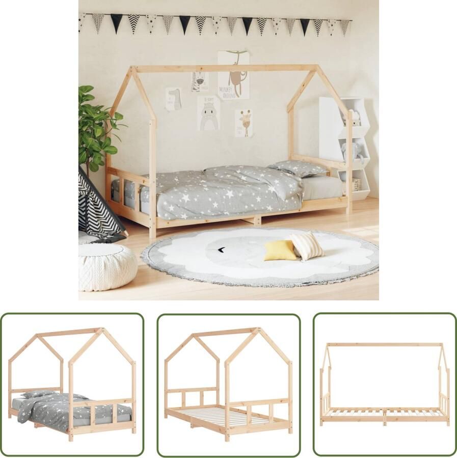 The Living Store Peuterbed Massief grenenhout Multiplex lattenbodem Doordacht en praktisch ontwerp 205.5 x 95.5 x 133 cm (L x B x H) Kinderbed Peuterbed Houten Bed Grenenhout Bed Kids Bed