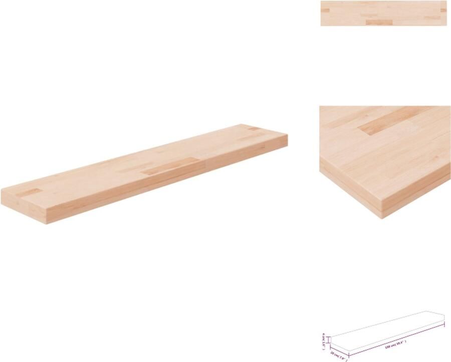 VidaXL Plank Planken Wandplank Opslagplank Plank 100 x 20 x 4 cm onbewerkt massief eikenhout