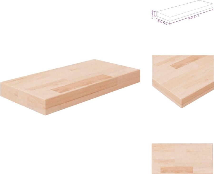 VidaXL Plank Planken Wandplank Opslagplank Plank 40 x 20 x 4 cm onbewerkt massief eikenhout