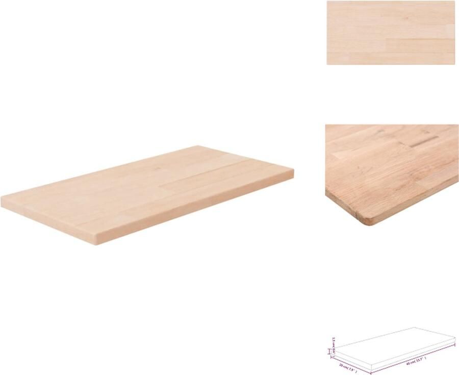 VidaXL Plank Planken Wandplank Opslagplank Plank 40x20x1 5 cm onbehandeld massief eikenhout - Foto 2