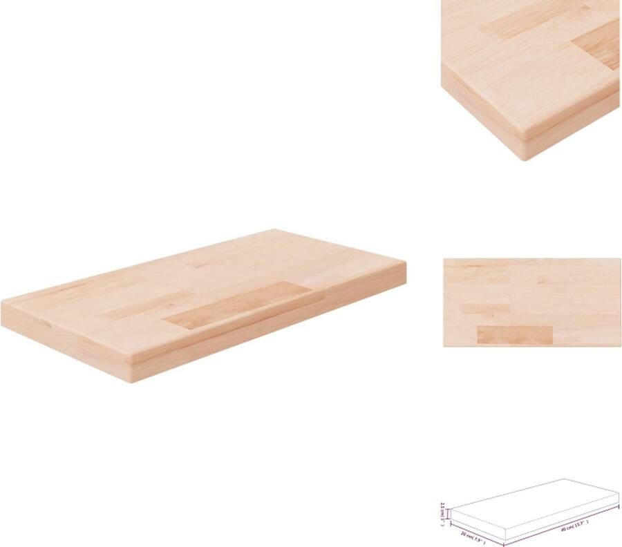 VidaXL Plank Planken Wandplank Opslagplank Plank 40x20x2-5 cm onbehandeld massief eikenhout