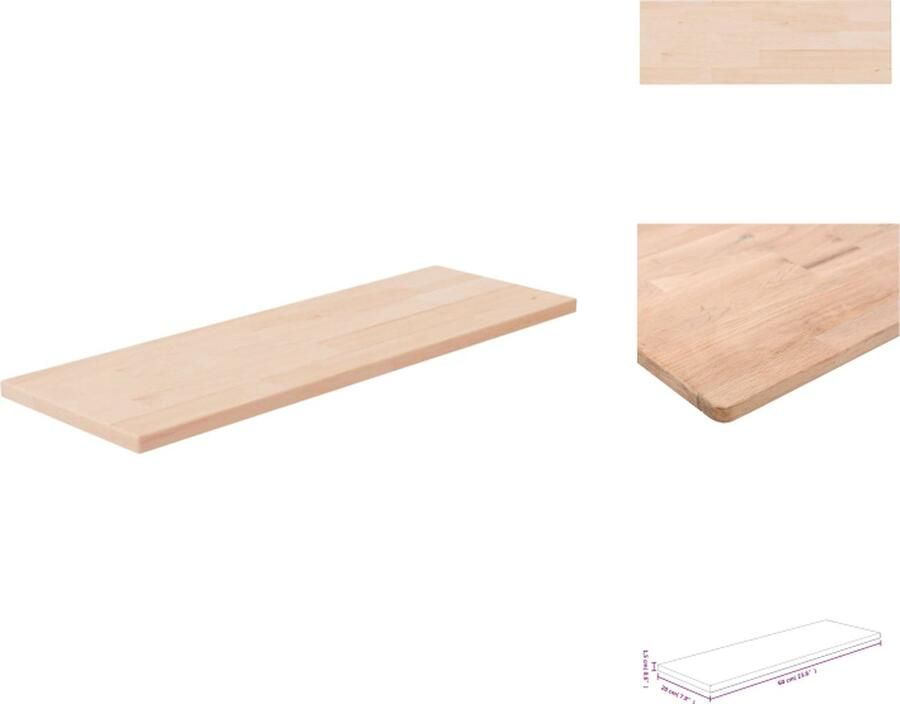 VidaXL Plank Planken Wandplank Opslagplank Plank 60x20x1 5 cm onbehandeld massief eikenhout