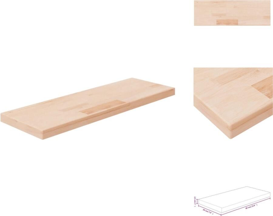 VidaXL Plank Planken Wandplank Opslagplank Plank 60x20x2-5 cm onbehandeld massief eikenhout