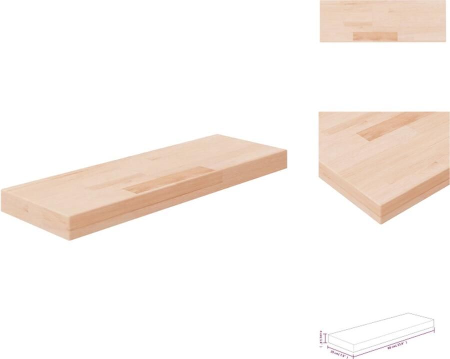 VidaXL Plank Planken Wandplank Opslagplank Plank 60x20x4 cm onbewerkt massief eikenhout - Foto 2