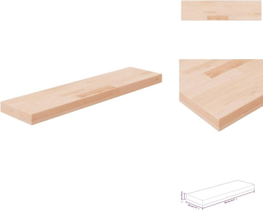 VidaXL Plank Planken Wandplank Opslagplank Plank 80x20x4 cm onbehandeld massief eikenhout