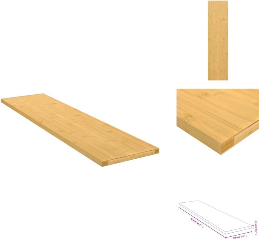 VidaXL Wanddecoratie Bamboewandplanken Wandschap 80x20x1 5 cm bamboe Opbergoplossing Houten Wandplank Minimalistisch Wonen