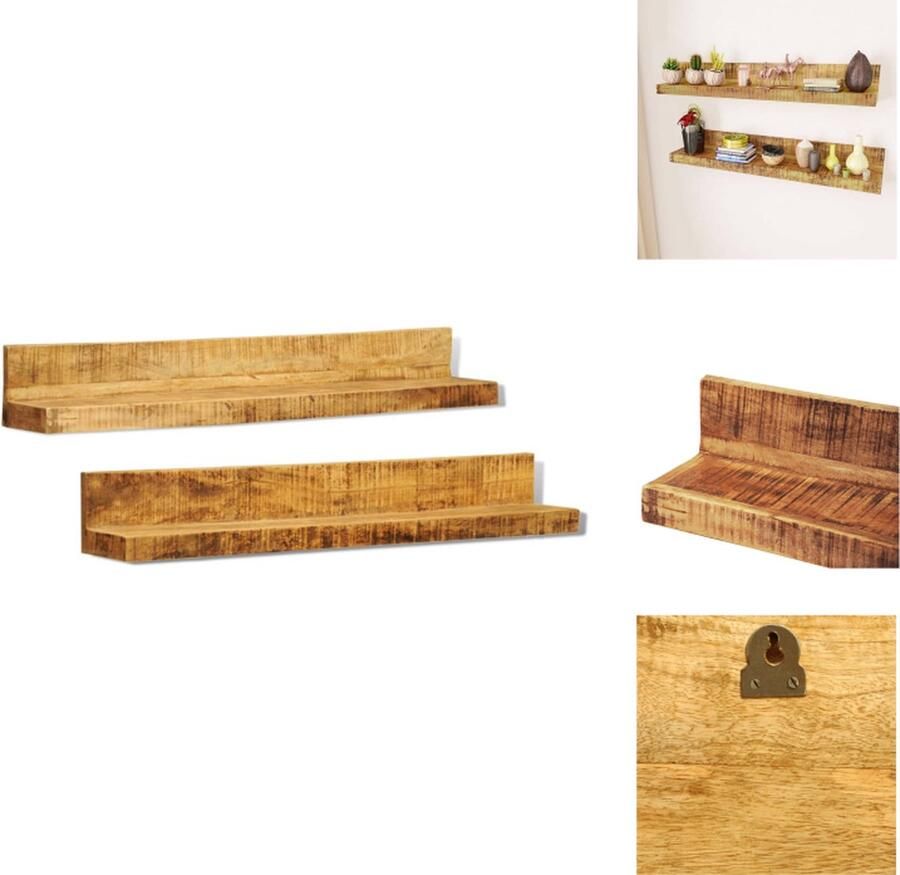VidaXL Plank Planken Wandplank Wandplanken Wandschappen 2 st massief hout - Foto 2