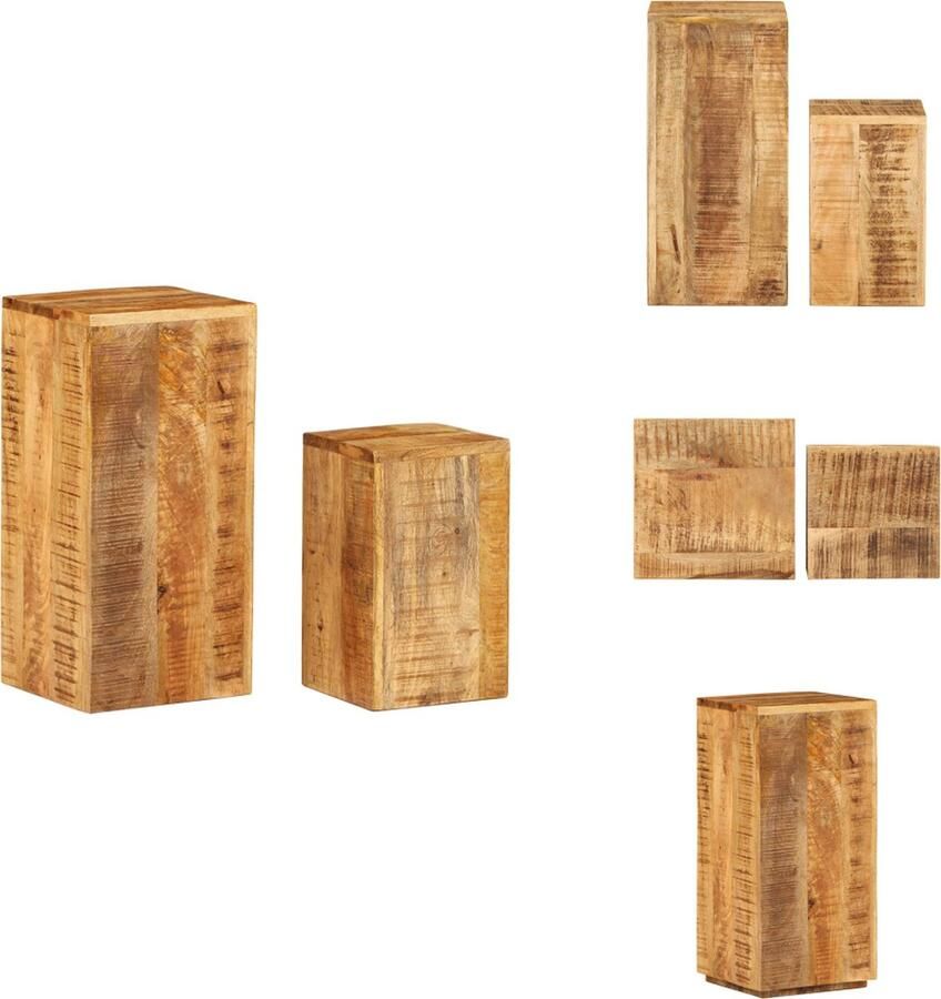 VidaXL Plantenstandaard Plantenstandaarden Planten Standaard Plantenhouder Plantenstandaards 2 st massief mangohout - Foto 2