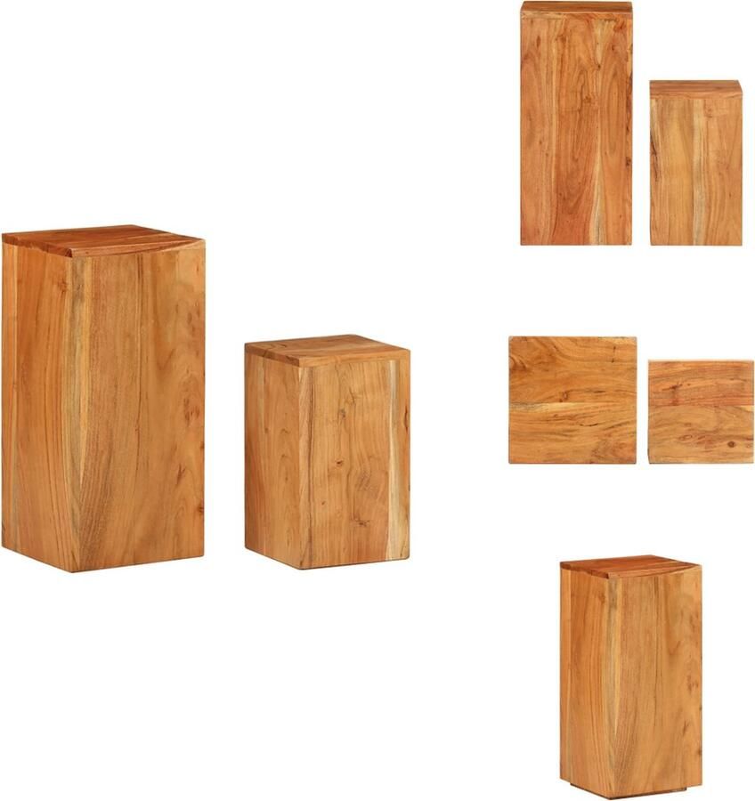 VidaXL Plantenstandaard Plantenstandaarden Planten Standaard Plantenhouder Plantenstandaards 2 st massief acaciahout - Foto 2