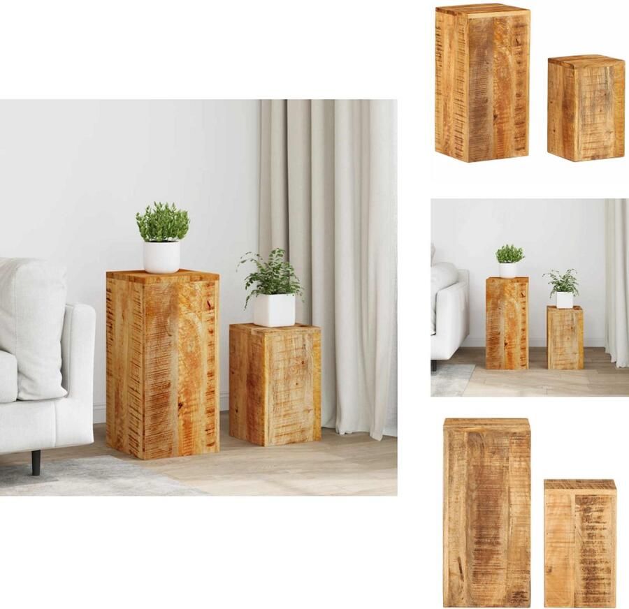 VidaXL Plantenstandaard Plantenstandaarden Planten Standaard Plantenhouder Plantenstandaards 2 st massief mangohout