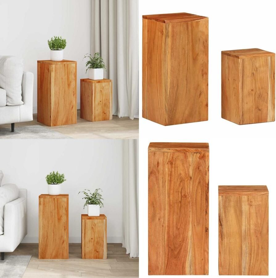 VidaXL Plantenstandaards 2 st massief acaciahout Plantenstandaard Plantenstandaarden Planten Standaard Plantenhouder