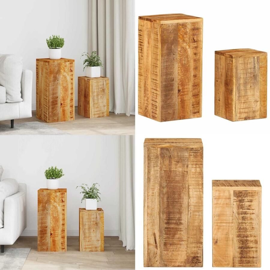 VidaXL Plantenstandaards 2 st massief mangohout Plantenstandaard Plantenstandaarden Planten Standaard Plantenhouder