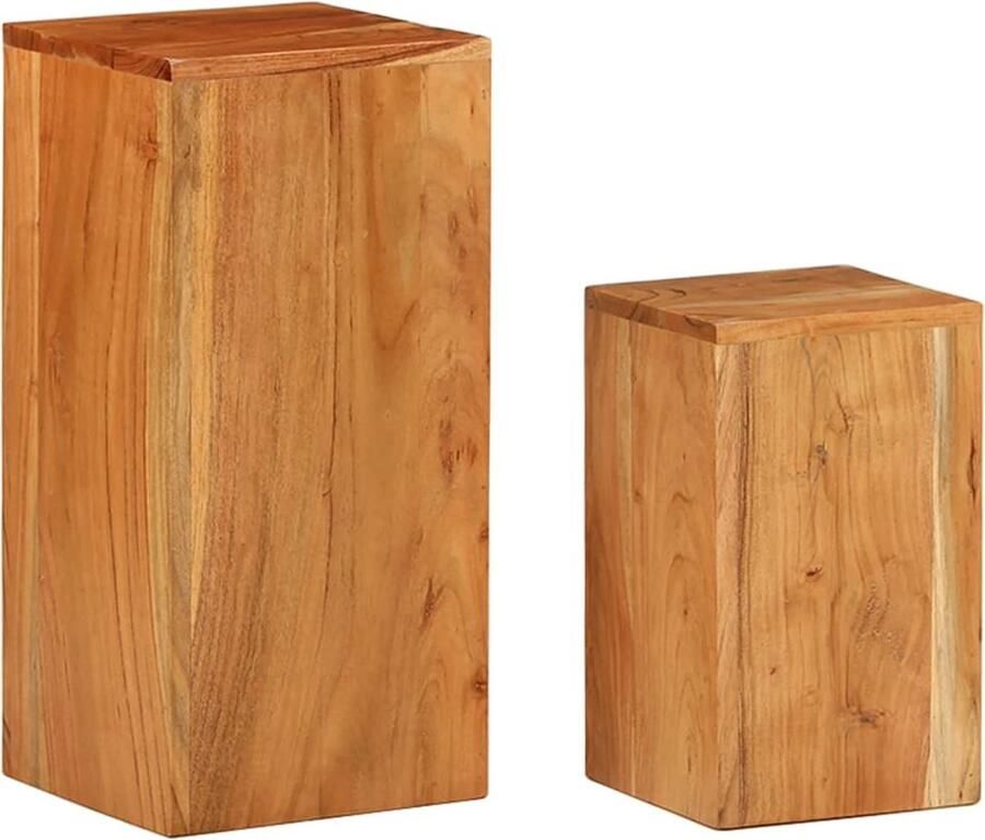 VidaXL Plantenstandaards Set van 2 Acaciahout Houten Plantenstandaard Acacia Hout Plantenrek Salontafeltjes Bijzet Tafeltjes Decoratief Item Indoor Plants Outdoor Plants - Foto 2