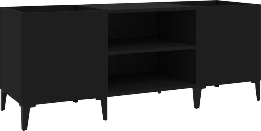 VidaXL Platenkast 121x38x48 cm bewerkt hout zwart - Foto 4