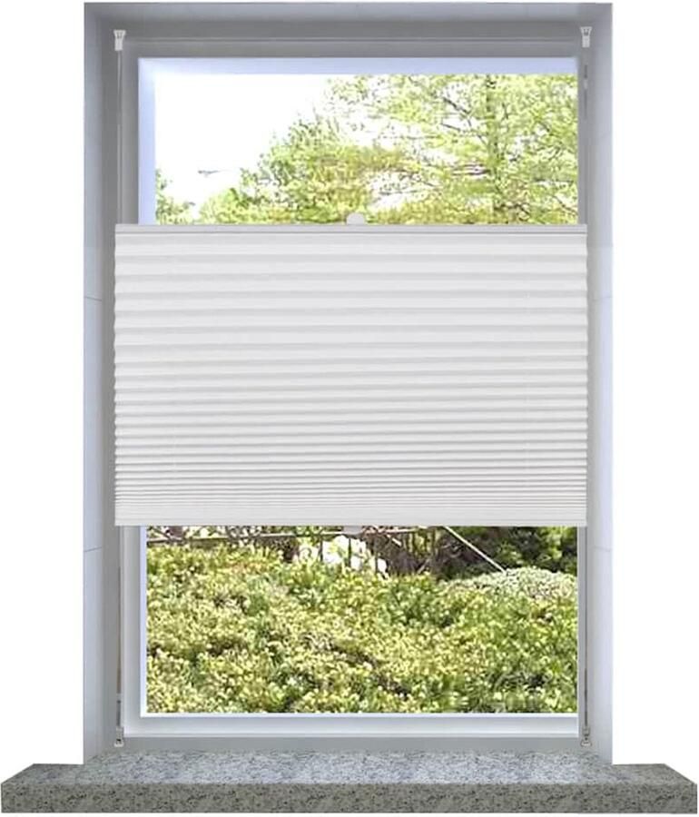 VidaXL PlissÃ©jaloezie 90x200 cm Wit Aluminium Plisseejaloezie Zonwering Visuele Privacy Interieurdecoratie Kreppestof Montage Zonder Boren Kamerscherm - Foto 2