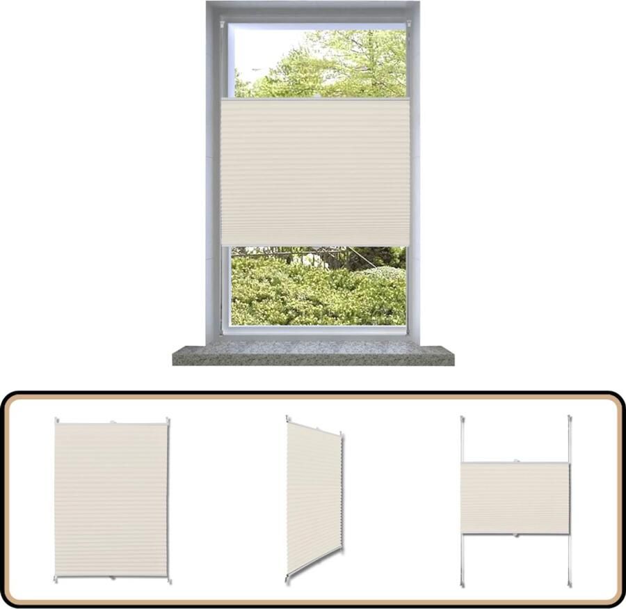 VidaXL PlissÃ©jaloezie 110x100 cm crèmekleurig Crepestof PlissÃ©jaloezie Zonwering Interieurdecoratie Kremlin Kamerscherm