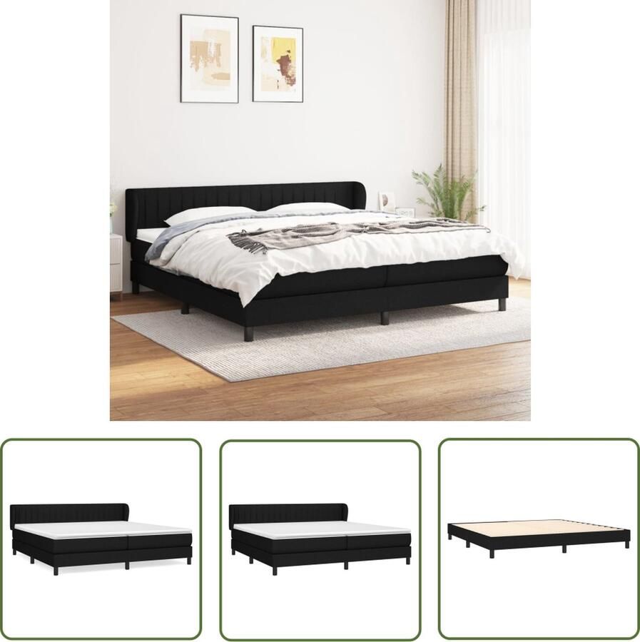 The Living Store Boxspringbed Pocketvering Zwart 203x203x78 88 cm Duurzaam materiaal Boxspringbed Pocketveer Matras Zwarte Boxspring Tweepersoons Bed Stapelbare Boxspring