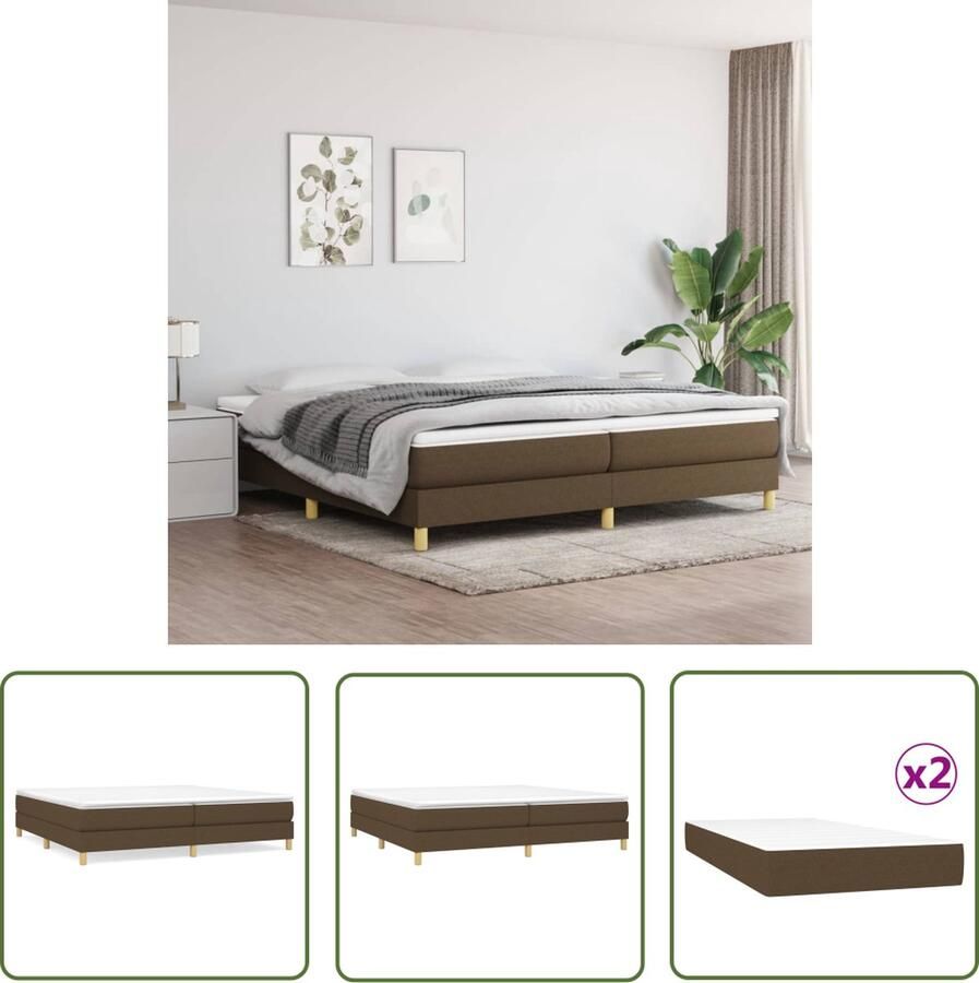 The Living Store Boxspring met matras stof donkerbruin 200x200 cm Boxspring Boxsprings Bed Slaapmeubel Boxspringbed Boxspring Bed Tweepersoonsbed Bed Met Matras Bedframe Ledikant Bedden - Foto 2