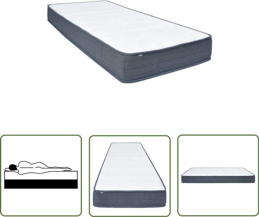 The Living Store Boxspringmatras 160x80x20 cm stof Boxspringmatras Pocketvering Matras Schuimmatras Witte Matras