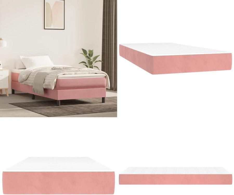 VidaXL Pocketveringmatras 80x200x20 cm fluweel roze Pocketveringmatras Pocketveringmatrassen Matras Pocketvering Matras