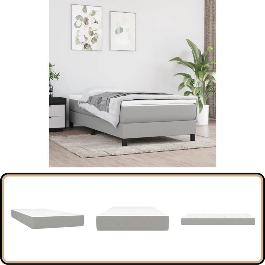 VidaXL Pocketveringmatras 100x200x20 cm lichtgrijs Pocketveringmatras Matras Pocketveren Medium Hard Grijs Tweepersoonsbed Slaapcomfort Anti Allergisch