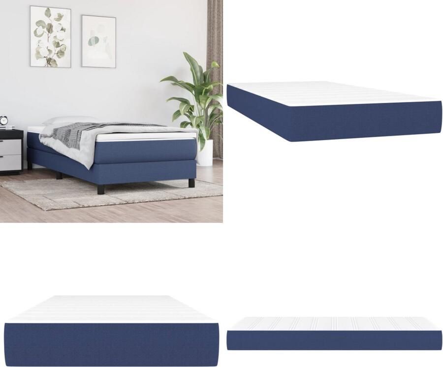 VidaXL Pocketveringmatras 100x200x20 cm stof blauw Pocketveringmatras Pocketveringmatrassen Matras Pocketvering Matras