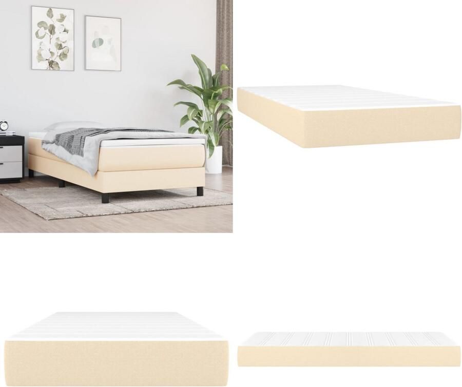 VidaXL Pocketveringmatras 100x200x20 cm stof crèmekleurig Pocketveringmatras Pocketveringmatrassen Matras Pocketvering Matras