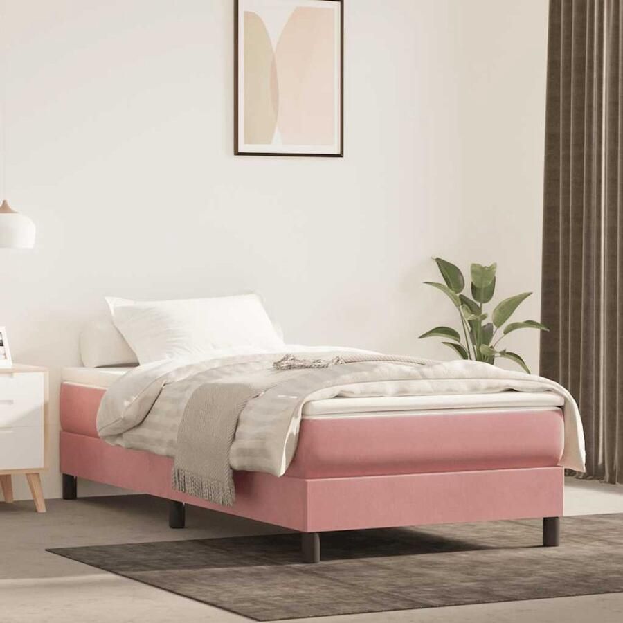 VidaXL Pocketveringmatras 100x210 cm Fluweel roze Pocketveringmatras Pocketveringmatrassen Matras Pocketvering Matras