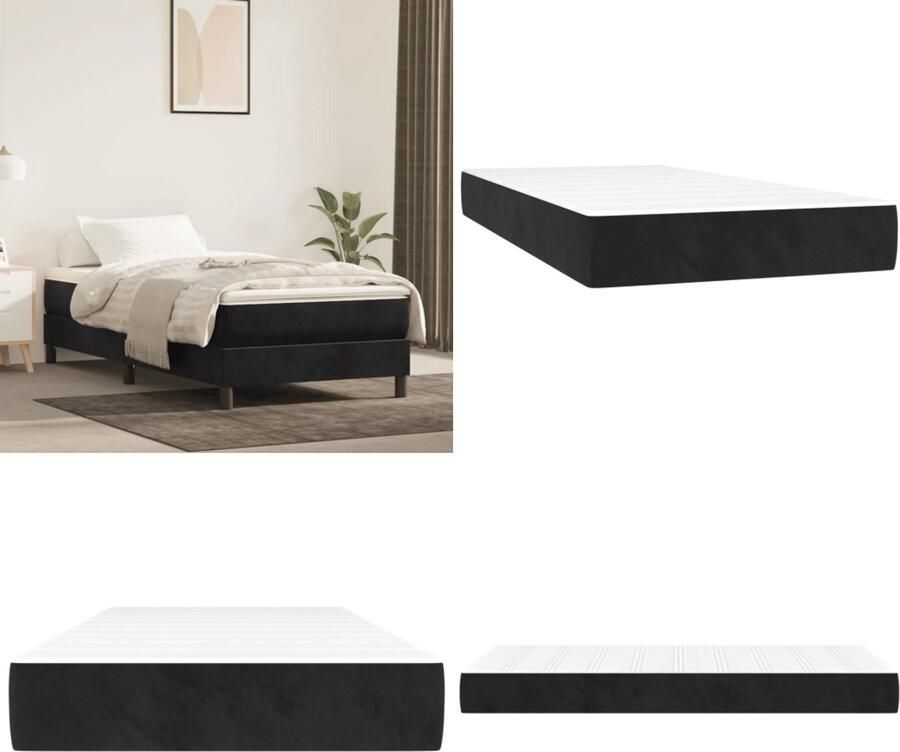 VidaXL Pocketveringmatras 120x190x20 cm fluweel zwart Pocketveringmatras Pocketveringmatrassen Matras Pocketvering Matras