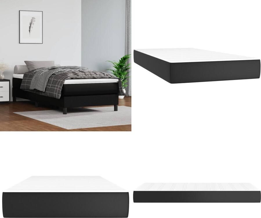 VidaXL Pocketveringmatras 120x190x20 cm kunstleer zwart Pocketveringmatras Pocketveringmatrassen Matras Pocketvering Matras
