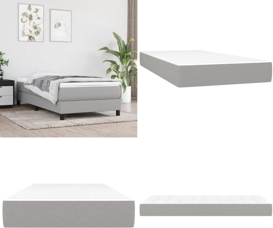 VidaXL Pocketveringmatras 120x190x20 cm stof lichtgrijs Pocketveringmatras Pocketveringmatrassen Matras Pocketvering Matras