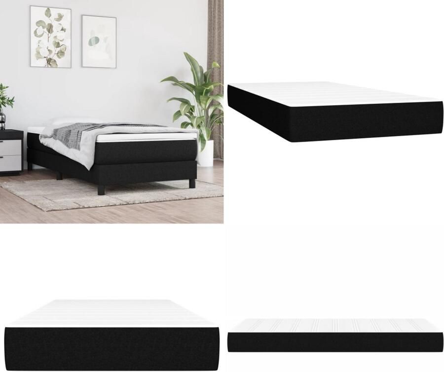 The Living Store Pocketveringmatras 120x190x20 cm stof zwart Pocketveringmatras Matras Slapen Comfortabele Matras Goede Nachtrust