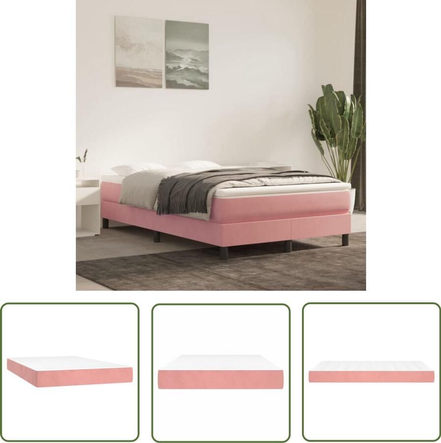 VidaXL Pocketveringmatras 120x200 cm Fluweel Roze Pocketveringmatras Fluweel Matras Velvet Matras Tweepersoons Matras Slaapcomfort Goede Nachtrust Anti Allergisch Matras