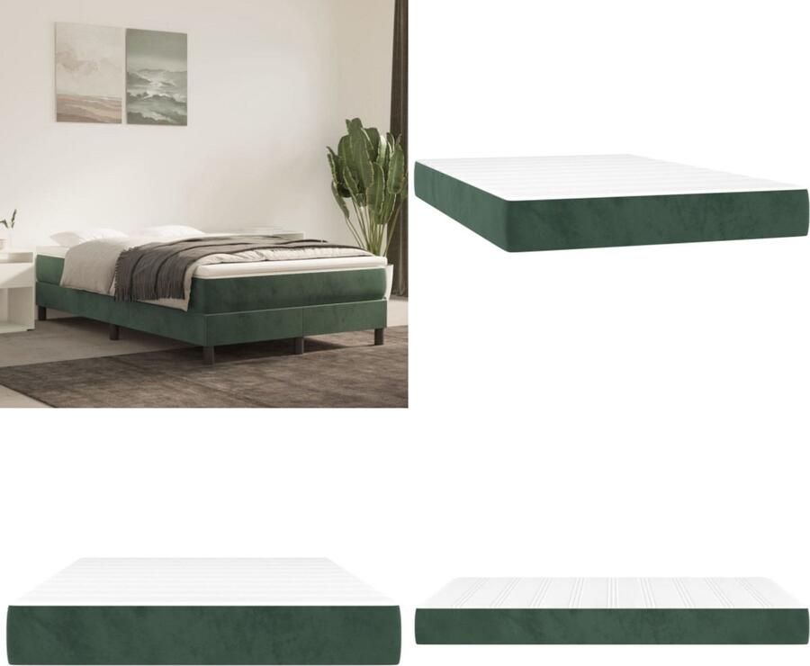 VidaXL Pocketveringmatras 120x200x20 cm fluweel donkergroen Pocketveringmatras Pocketveringmatrassen Matras Pocketvering Matras