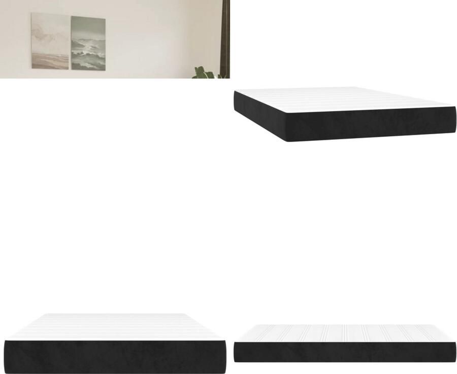 VidaXL Pocketveringmatras 120x200x20 cm fluweel zwart Pocketveringmatras Pocketveringmatrassen Matras Pocketvering Matras