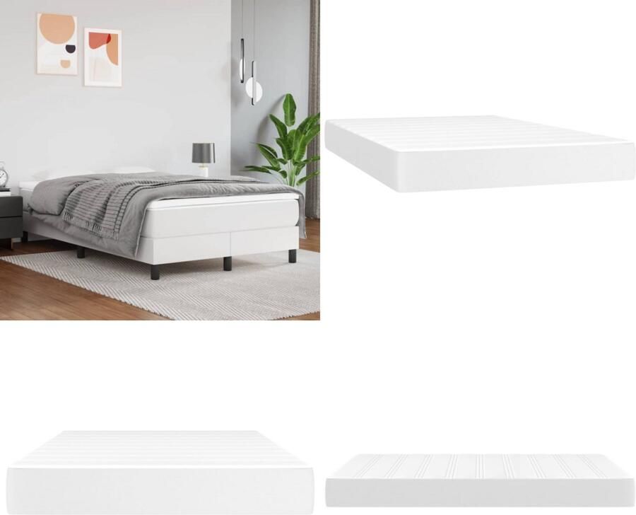 VidaXL Pocketveringmatras 120x200x20 cm kunstleer wit Pocketveringmatras Pocketveringmatrassen Matras Pocketvering Matras