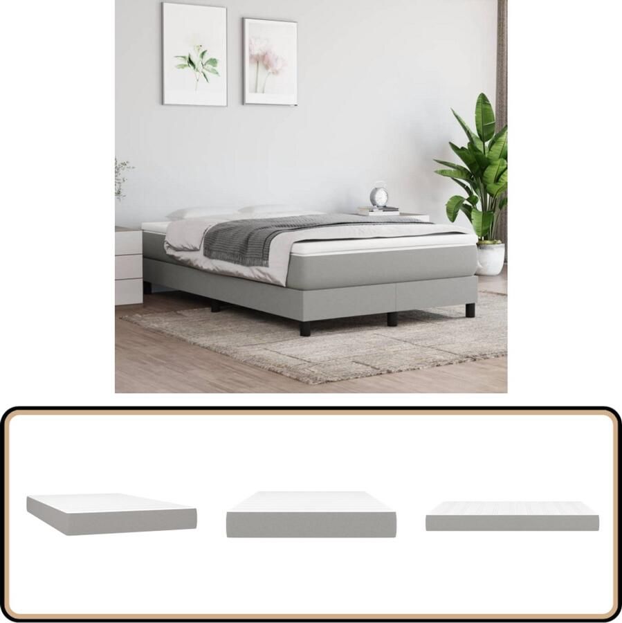 VidaXL Pocketveringmatras 120x200x20 cm Lichtgrijs Pocketveringmatras Matras Tweepersoonsmatras Boxspringmatras Ligcomfort Medium Hard Anti Allergisch Stoffen Matras