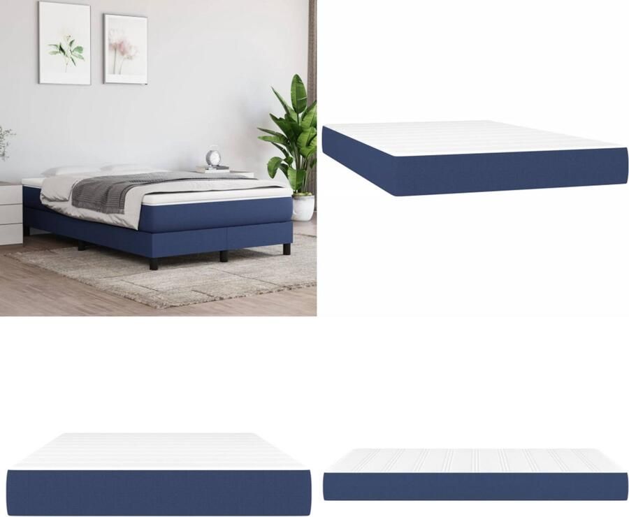VidaXL Pocketveringmatras 120x200x20 cm stof blauw Pocketveringmatras Pocketveringmatrassen Matras Pocketvering Matras