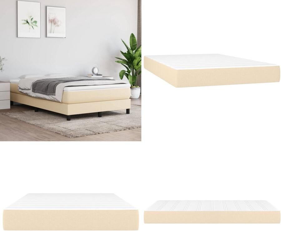VidaXL Pocketveringmatras 120x200x20 cm stof crèmekleurig Pocketveringmatras Pocketveringmatrassen Matras Pocketvering Matras