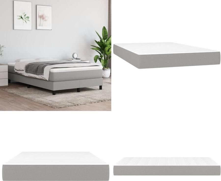 VidaXL Pocketveringmatras 120x200x20 cm stof lichtgrijs Pocketveringmatras Pocketveringmatrassen Matras Pocketvering Matras