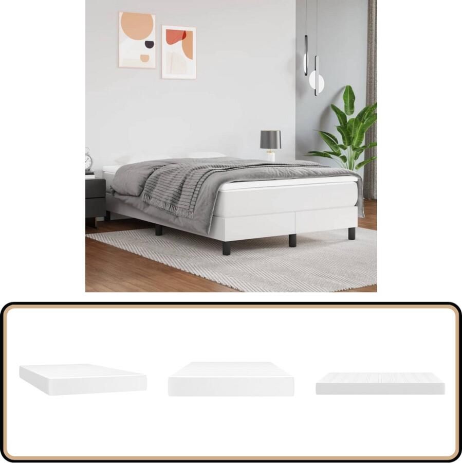 VidaXL Pocketveringmatras 120x200x20 cm Wit Pocketveringmatras Kunstleder Matras Medium Hard Matras Witte Matras Tweepersoons Matras