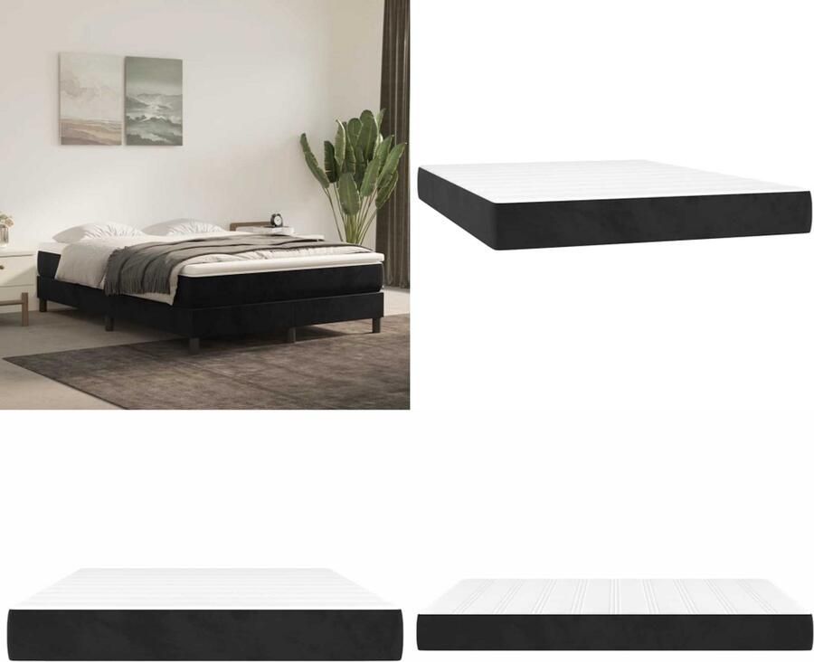 VidaXL Pocketveringmatras 120x210x20 cm fluweel zwart Pocketveringmatras Pocketveringmatrassen Matras Pocketvering Matras