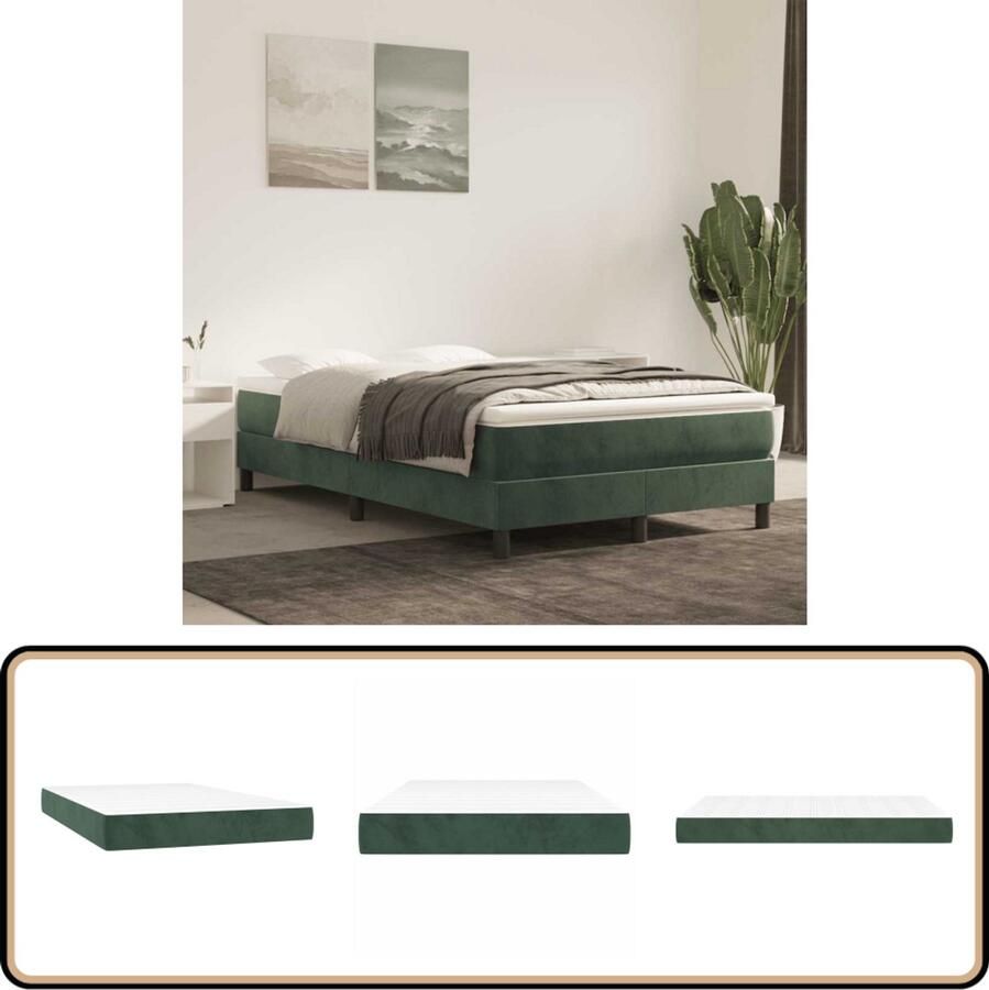 VidaXL Pocketveringmatras 120x220 cm Fluweel Groen Pocketveringmatras Pocketveringmatrassen Matras Pocketvering Matras