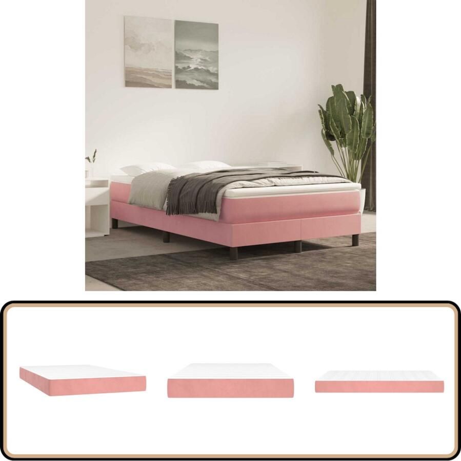 VidaXL Pocketveringmatras 120x220 cm Fluweel Roze Pocketveringmatras Pocketveringmatrassen Matras Pocketvering Matras