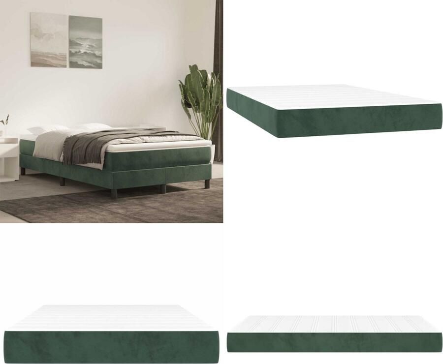 VidaXL Pocketveringmatras 120x220x20 cm fluweel donkergroen Pocketveringmatras Pocketveringmatrassen Matras Pocketvering Matras