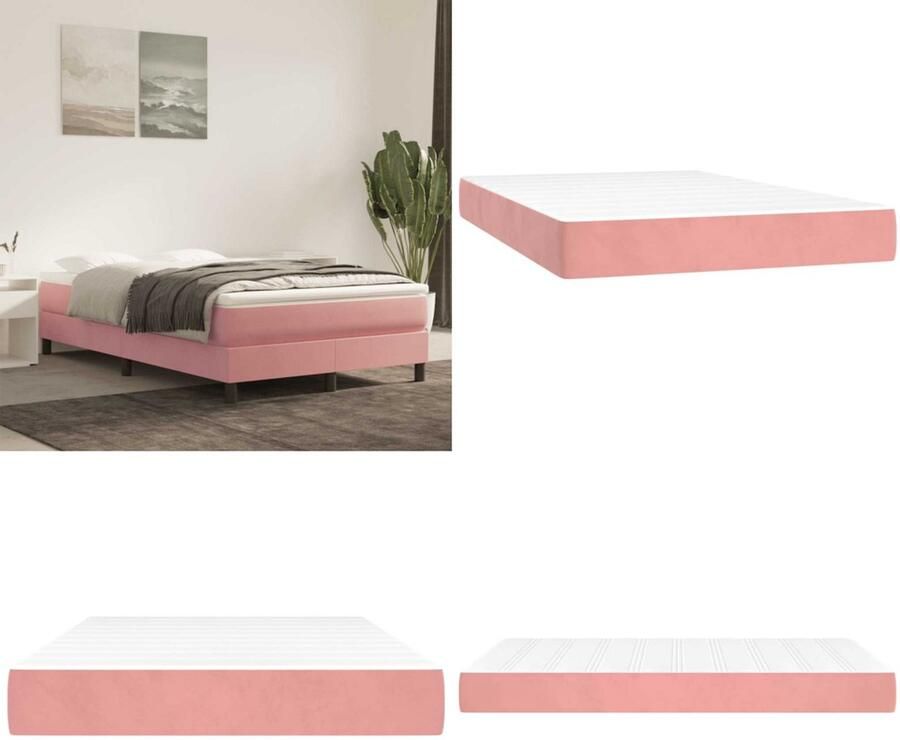 VidaXL Pocketveringmatras 120x220x20 cm fluweel roze Pocketveringmatras Pocketveringmatrassen Matras Pocketvering Matras