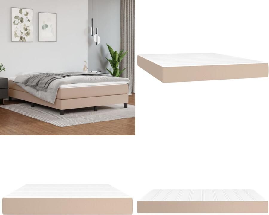 VidaXL Pocketveringmatras 140x190x20 cm kunstleer cappuccinokleurig Pocketveringmatras Pocketveringmatrassen Matras Pocketvering Matras
