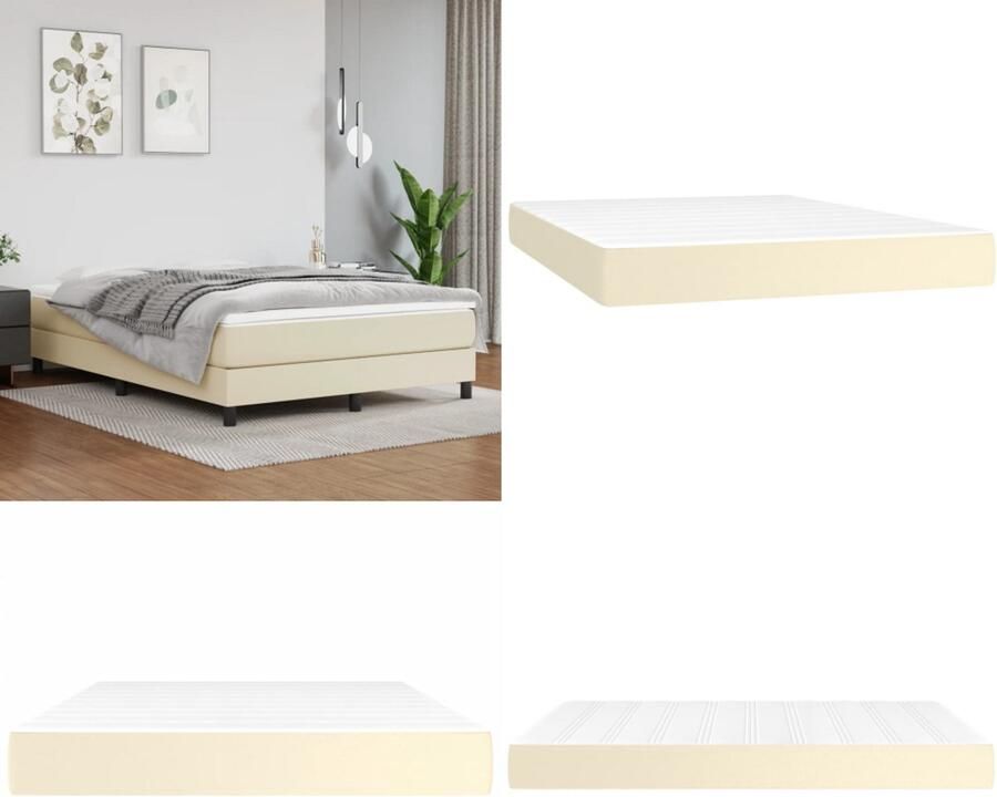 VidaXL Pocketveringmatras 140x190x20 cm kunstleer crèmekleurig Pocketveringmatras Pocketveringmatrassen Matras Pocketvering Matras