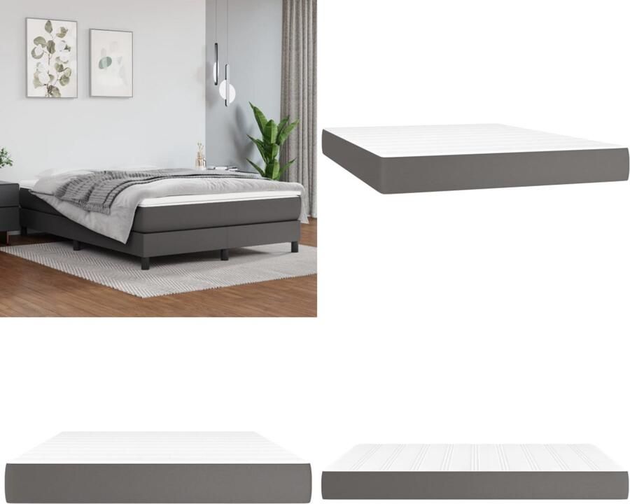 VidaXL Pocketveringmatras 140x190x20 cm kunstleer grijs Pocketveringmatras Pocketveringmatrassen Matras Pocketvering Matras