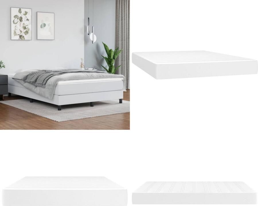 VidaXL Pocketveringmatras 140x190x20 cm kunstleer wit Pocketveringmatras Pocketveringmatrassen Matras Pocketvering Matras